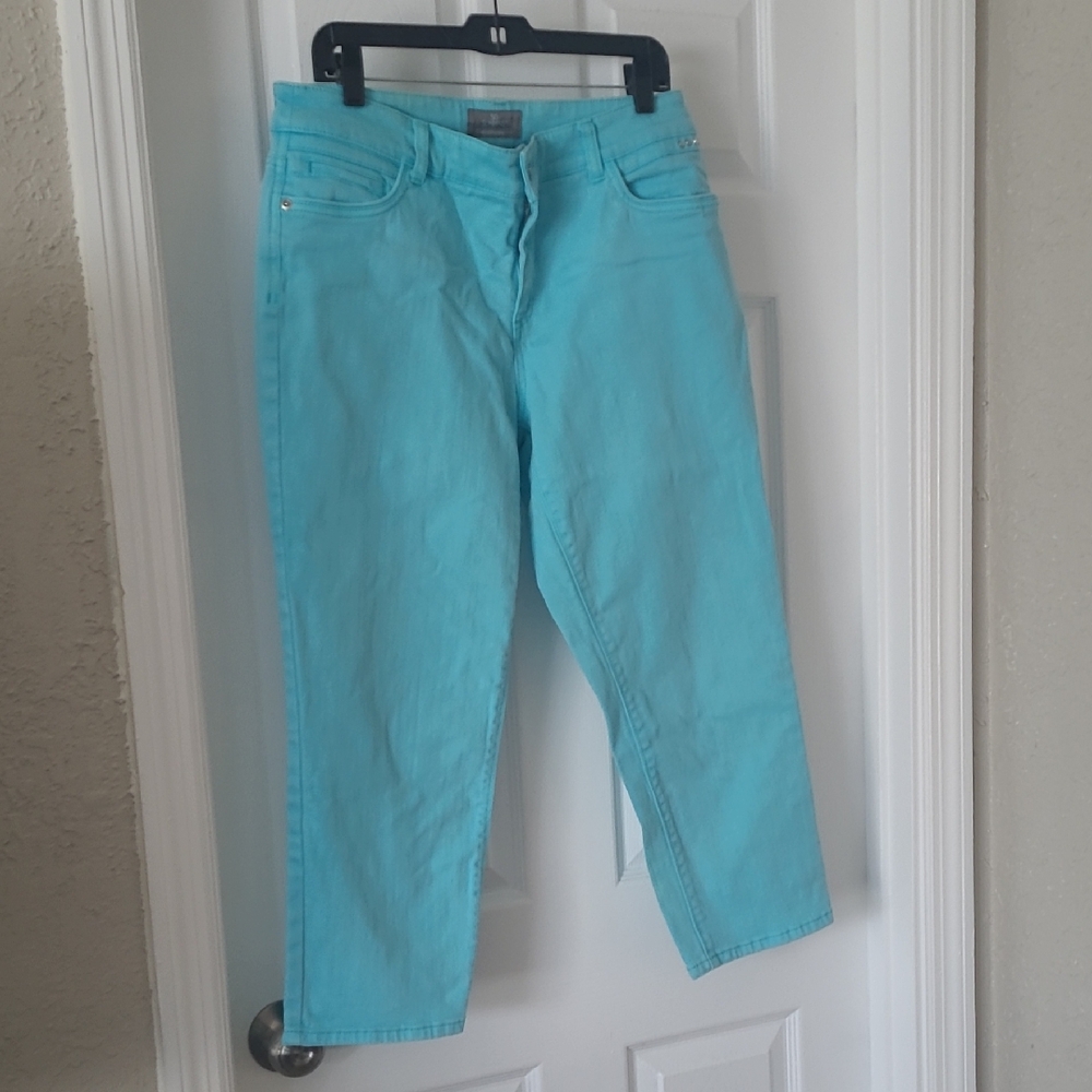 Chico's Bright Turquoise Cropped Ankle Jeans